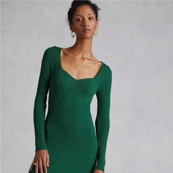 (New without tags) Anthropologie Seamed Knit Midi Dress, green, size M - Picture 1 of 2